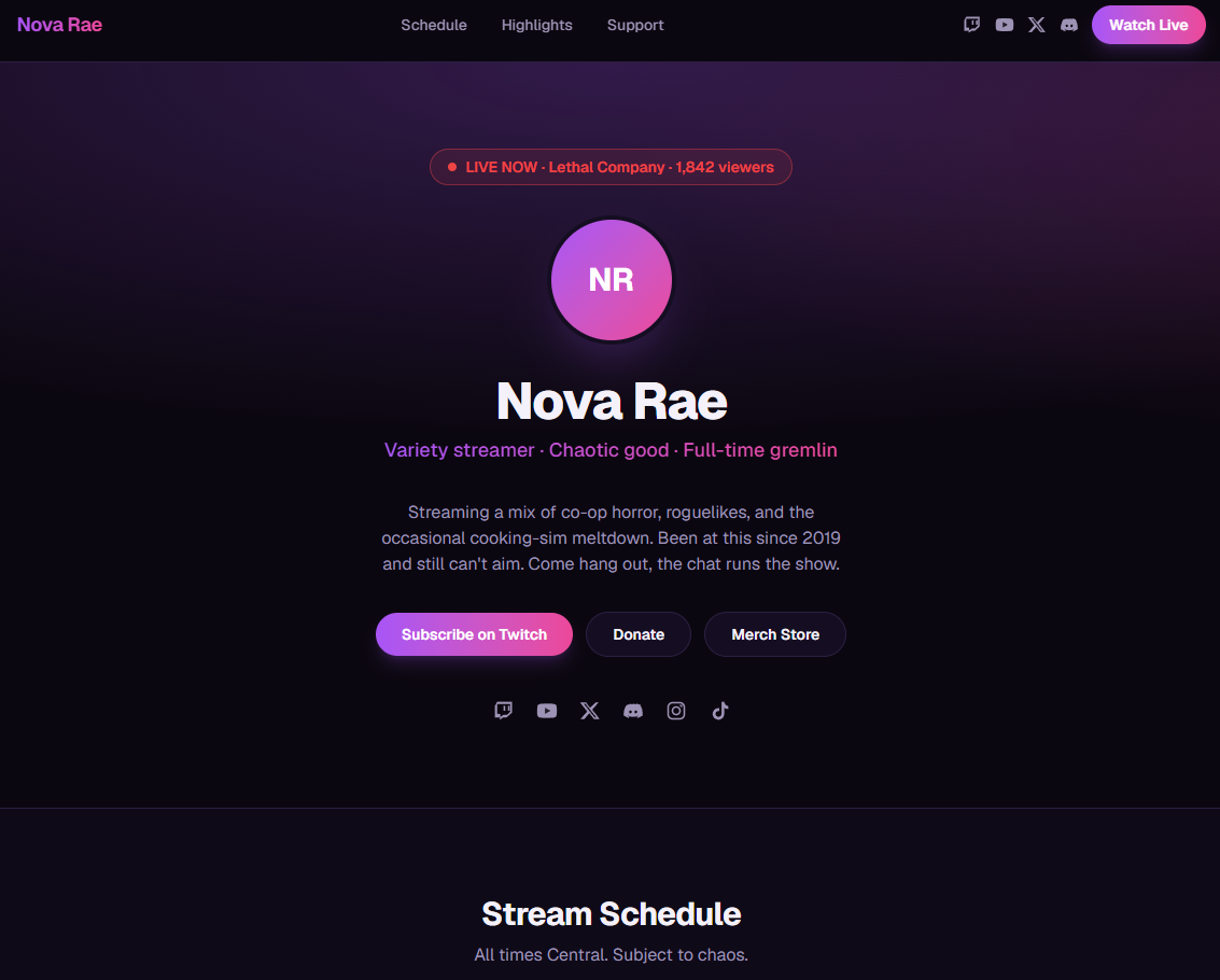 Streamer Website